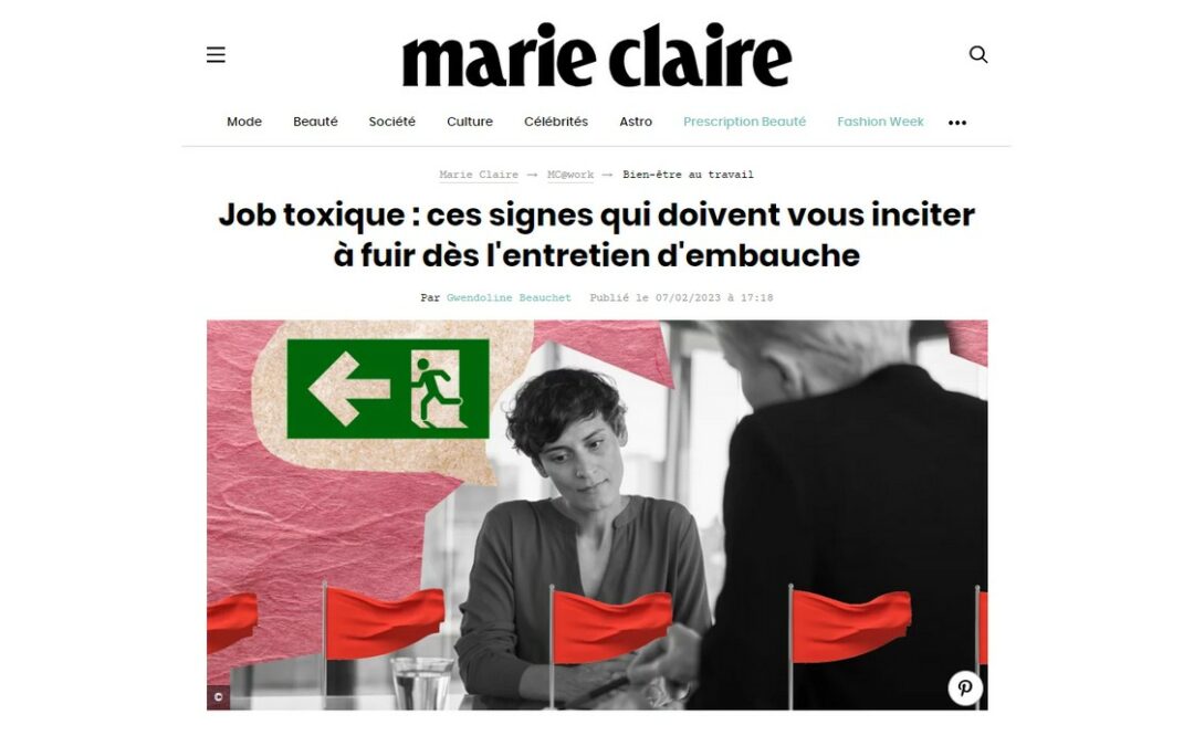 Article dans Marie Claire : éviter un job toxique